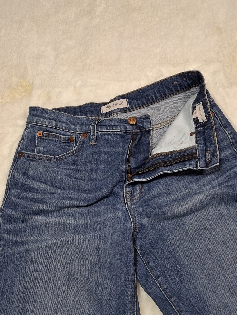 Madewell G7204 Bainbridge Wide-Leg Crop Blue Denim Jeans   Women Size 27 - Picture 8 of 16
